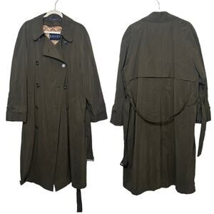 Lauren Ralph Lauren Trench Coat Jacket Wool Lined Removable Button Up Belted 40R